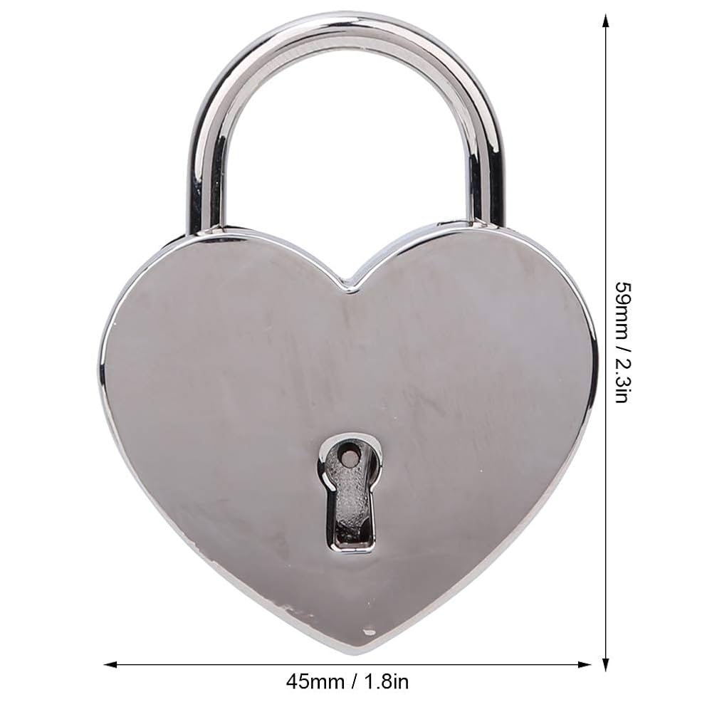 1pcs Heart Shaped Padlock, 1.8 x 2.3in Mini Lock with Keys